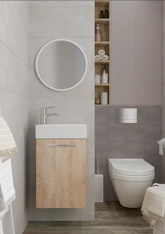 Тумба под раковину Creto Pollino 37 15-1418-1419S подвесная Soft МДФ / ЛДСП