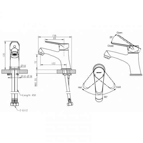 Смеситель для раковины Bravat Emeralda F1135147CP-RUS Хром латунь