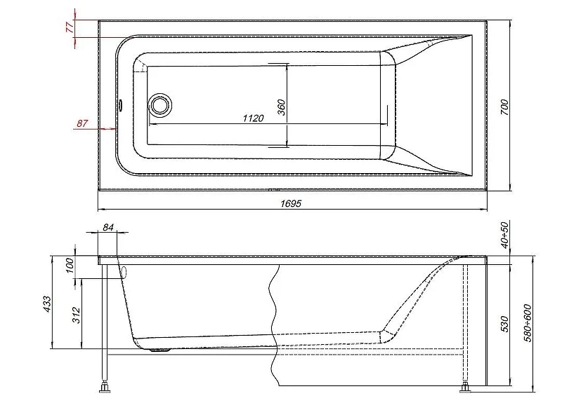 Акриловая ванна Aquanet Aura 170х70 362712 цвет Белый