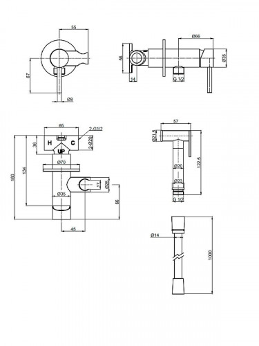 Гигиенический душ со смесителем AQUAme Siena AQM6217BN цвет Никель шлифованный