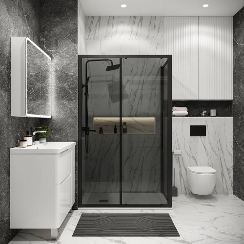 Душевая стенка Grossman Cosmo 100 200.K33.02.100.21.10 профиль Черный матовый стекло тонированное