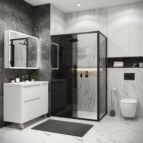 Душевая стенка Grossman Cosmo 100 200.K33.02.100.21.10 профиль Черный матовый стекло тонированное