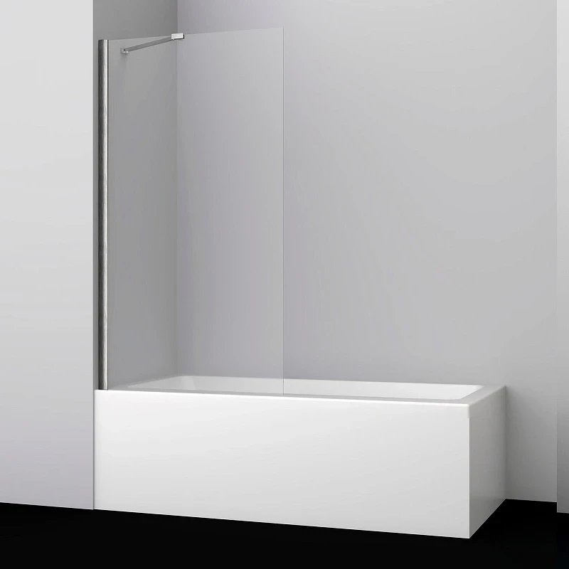 Шторка на ванну WasserKRAFT Spree 80 14P01-80 профиль цвет Никель стекло прозрачное