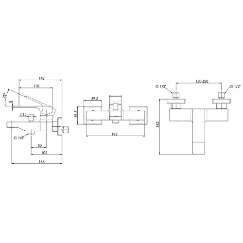 Смеситель для ванны Remer Absolute AU05BG Золото брашированное латунь на стену