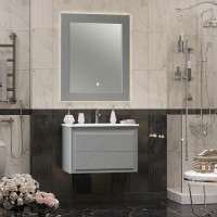 Зеркало Opadiris Луиджи 80 00-00006556 с подсветкой Серое матовое с бесконтактным выключателем и подогревом МДФ / ЛДСП, стекло