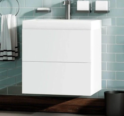 Тумба под раковину Art&Max Verona Push 60 AM-Verona-Push-600-2C-SO-BI-TS подвесная цвет Белый матовый с тиснением