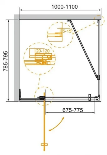 Душевой уголок Cezares Slider 110x80 SLIDER-AH-1-80-100/110-BR-GM профиль цвет Оружейная сталь стекло бронзовое