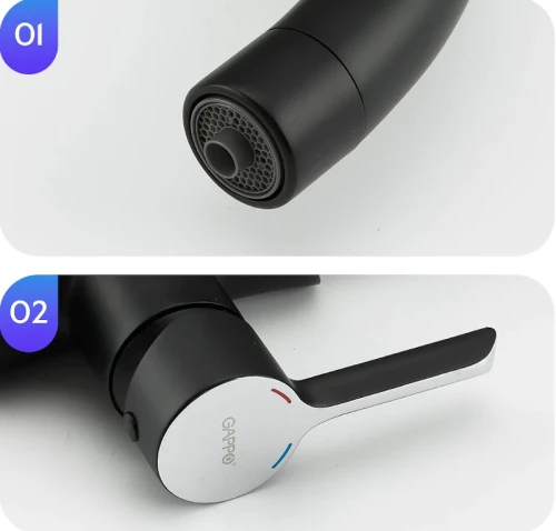 Смеситель для кухни Gappo G03-6 G4303-6 Черный матовый Хром латунь
