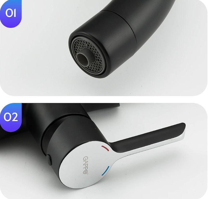 Смеситель для кухни Gappo G03-6 G4303-6 Черный матовый Хром латунь