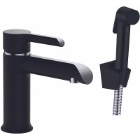Смеситель для раковины Haiba HB12805-7 с гигиеническим душем Черный матовый Хром