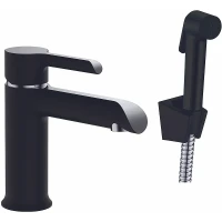 Смеситель для раковины Haiba HB12805-7 с гигиеническим душем Черный матовый Хром