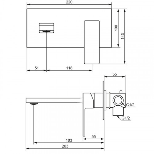 Смеситель для раковины Damixa Gala 530260000 Хром латунь встраиваемый