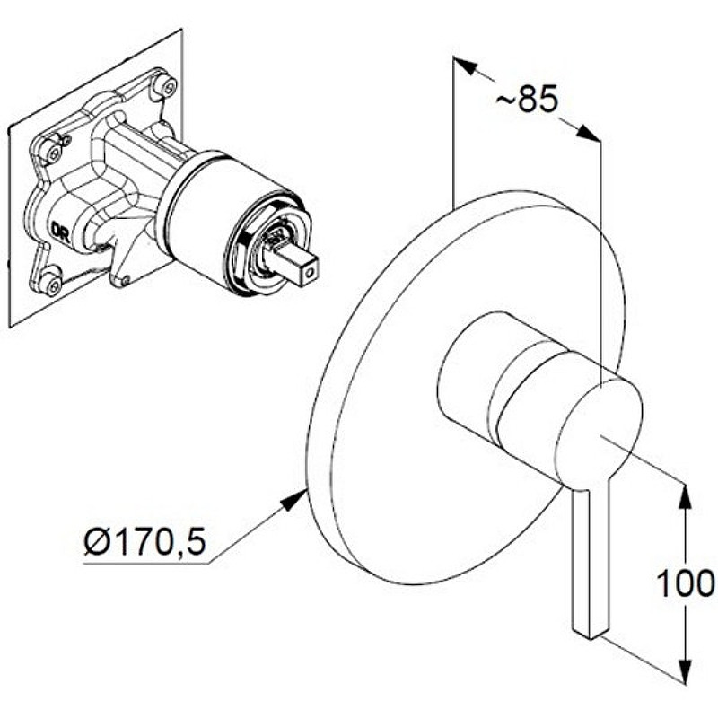 Смеситель для душа Kludi Nova Fonte Puristic 206550515 Хром латунь встраиваемый