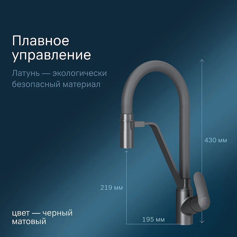 Смеситель для кухни AM.PM Like F8007822 Черный латунь