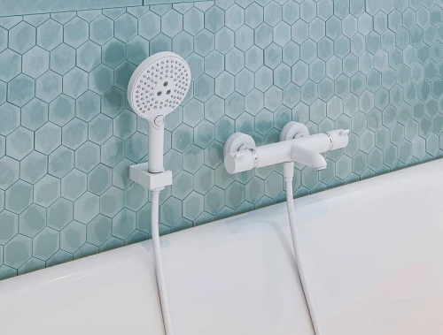 Смеситель для ванны Hansgrohe Ecostat Comfort 13114700 с термостатом Белый матовый латунь на стену