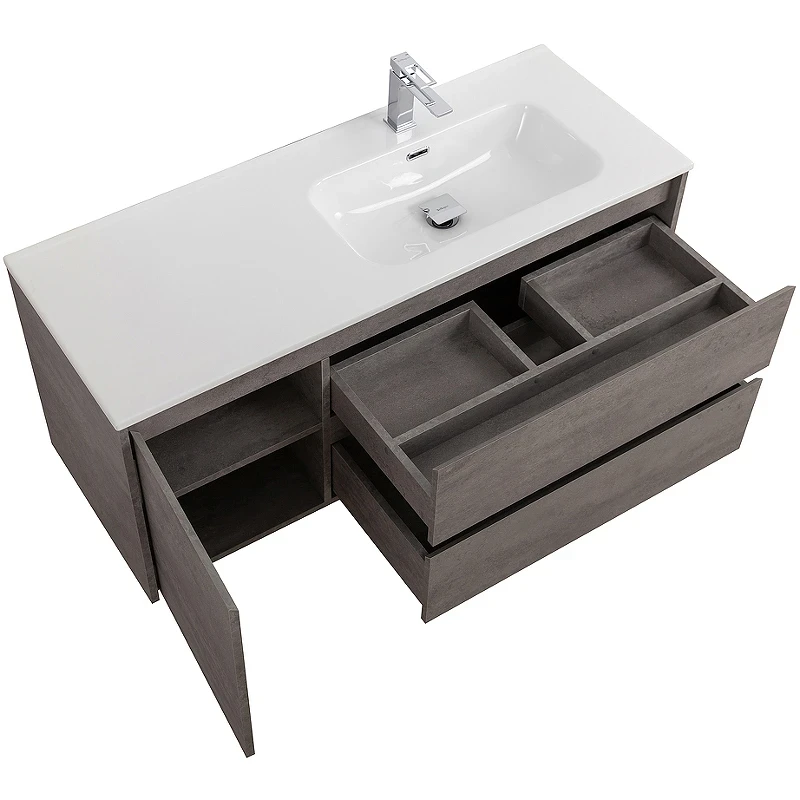 Тумба под раковину BelBagno Kraft 100 R KRAFT-1000-2C-1A-SO-CG-R подвесная Cemento Grigio МДФ / ЛДСП