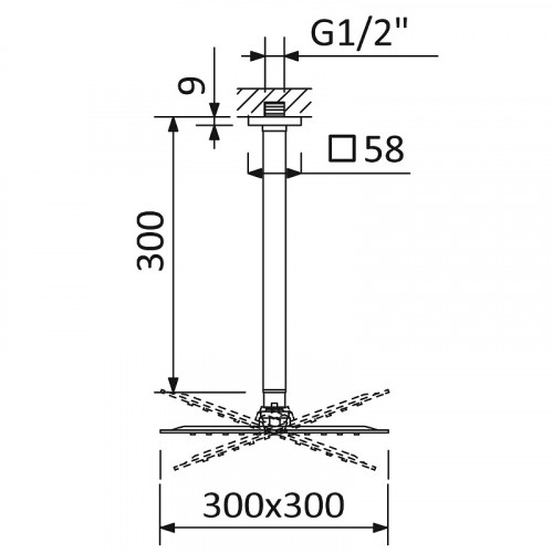 Верхний душ Cezares Czr CZR-B-TDDQ-30/30-NOP Черный матовый нержавеющая сталь на потолок