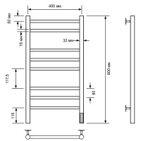 Электрический полотенцесушитель Comfysan Luce EC-8 80x40 013400 Белый матовый