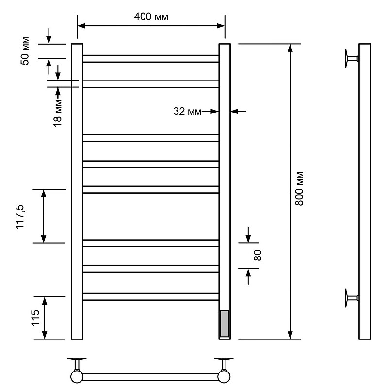 Электрический полотенцесушитель Comfysan Luce EC-8 80x40 013400 Белый матовый