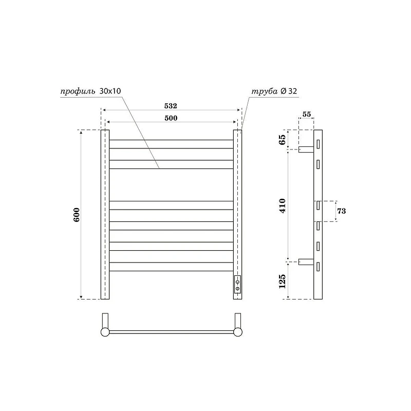 Электрический полотенцесушитель APEXTERMO Sfera 600x500 SF00165BM цвет Черный матовый