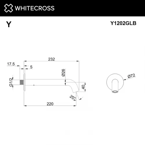 Излив для смесителя Whitecross Y brushed gold Y1202GLB цвет Золото брашированное