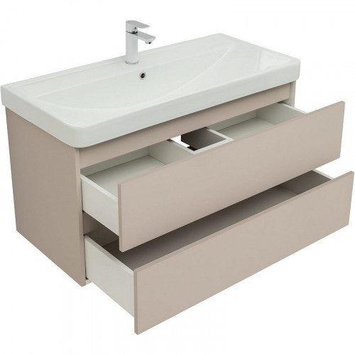 Тумба под раковину Aquanet Вега 2.0 100 337939 подвесная Бежевая МДФ / ЛДСП