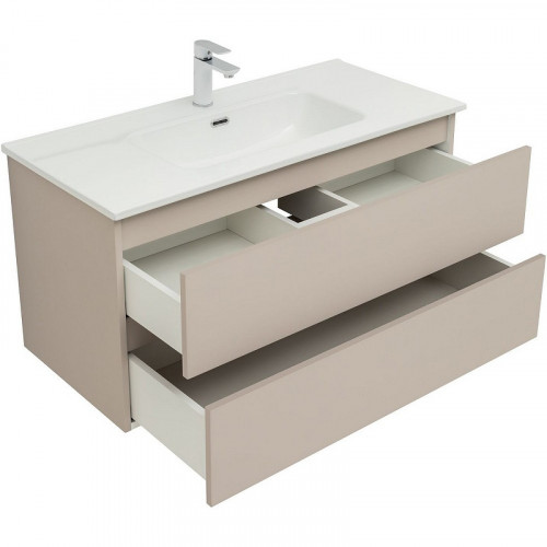 Тумба под раковину Aquanet Вега 2.0 100 337939 подвесная Бежевая МДФ / ЛДСП