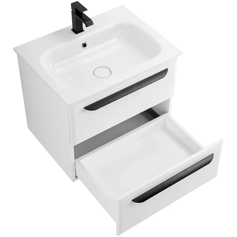 Тумба под раковину Cezares Eco-Cer 60 ECO-CER-600-2C-SO-BO подвесная Bianco Opaco без ручек МДФ / ЛДСП