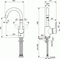 Смеситель для раковины Ideal Standard Connect Blue B9933AA Хром латунь