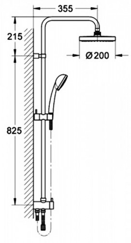 Душевая система Grohe Eurosmart New 124410 Хром латунь на стену