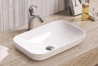 Раковина CeramaLux 50 E408D Белая глянцевая фаянс полувстраиваемая