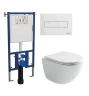 Комплект унитаза DIWO Ceramicanova Vogue CN4008T с сиденьем с инсталляцией DIWO 4501 с клавишей смыва цвет Глянцевый белый
