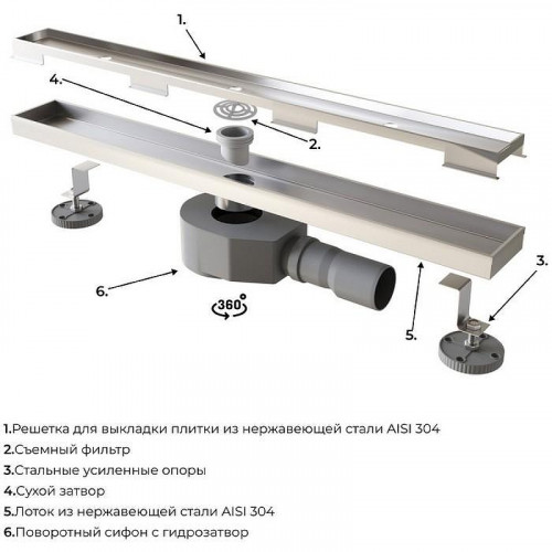 Душевой лоток RGW SDR-08-70 21210870-011 с решеткой Хром / под плитку