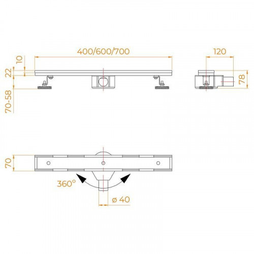 Душевой лоток RGW SDR-08-70 21210870-011 с решеткой Хром / под плитку