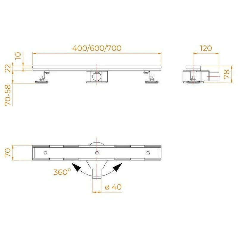 Душевой лоток RGW SDR-08-70 21210870-011 с решеткой Хром / под плитку