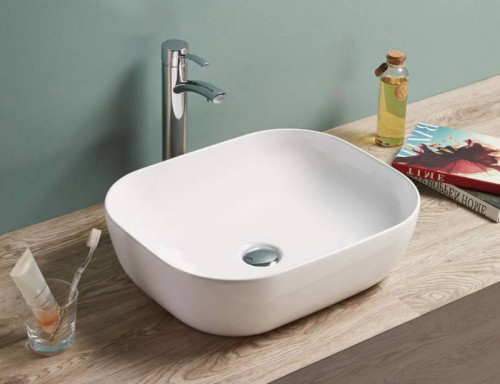 Раковина CeramaLux 45 78105 Белая фаянс накладная