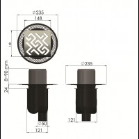 Душевой трап Berges Platz Antik 150x150 090061 с решеткой Хром матовый