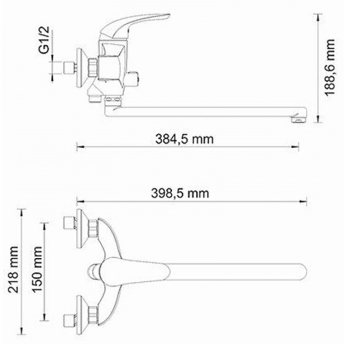 Смеситель для ванны WasserKRAFT Rossel 2802L универсальный Хром латунь на стену