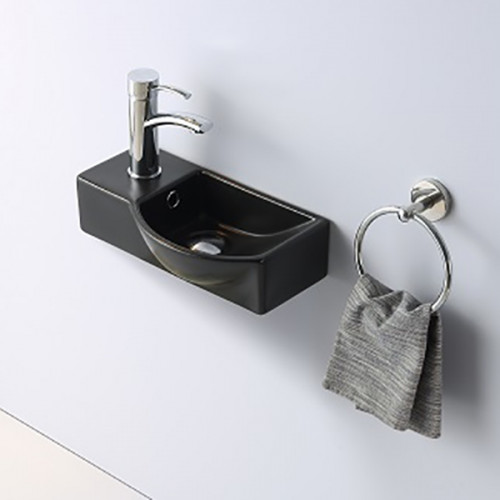 Раковина CeramaLux 40 7947ARMB Черная фаянс подвесная