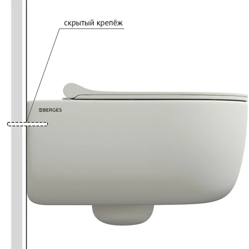 Унитаз Berges Ego XL 082228 подвесной Белый матовый с сиденьем Микролифт фарфор подвесной