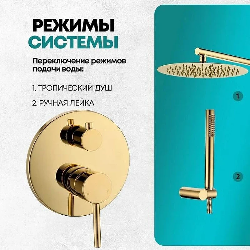 Душевая система Grocenberg GB5099GO-3 Золото