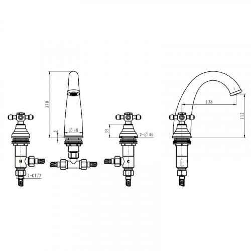 Смеситель для раковины Boheme Royal Cristal 277-Royal/CRST Хром латунь