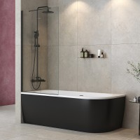 Шторка на ванну Cezares Liberta 80 LIBERTA-V-1-TB-80/155-C-NERO профиль Черный матовый стекло прозрачное