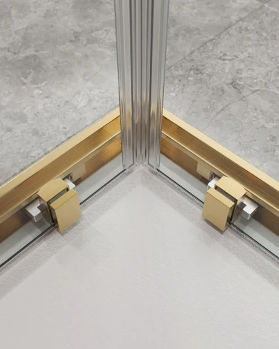Душевой уголок Cezares Molveno 120x120 MOLVENO-A-22-90+30-C-BORO-IV профиль Брашированное золото стекло прозрачное