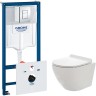 Комплект унитаза AQUAme AQM2002 с инсталляцией Grohe Rapid SL 38775001 с сиденьем Микролифт и клавишей смыва Хром фаянс подвесной