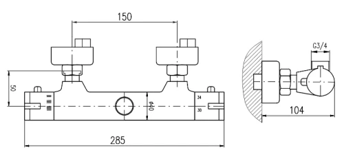 Смеситель для душа Rav Slezak Termostat TRM81.5CMATC