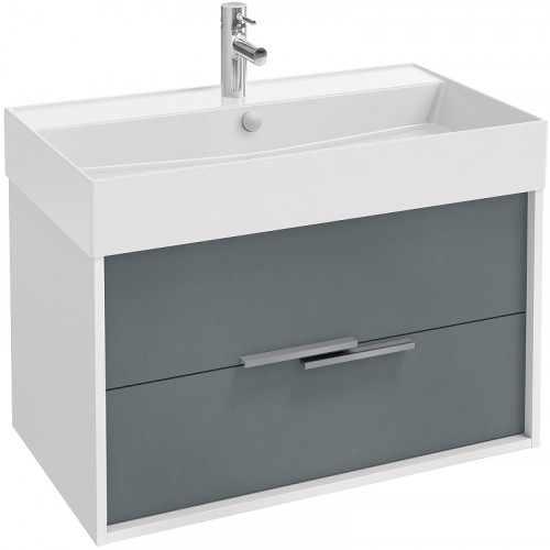 Тумба под раковину Jacob Delafon Vivienne 80 EB1667-J5-J54 подвесная Серая матовая Белая глянцевая МДФ / ЛДСП