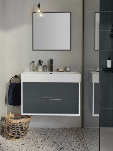 Тумба под раковину Jacob Delafon Vivienne 80 EB1667-J5-J54 подвесная Серая матовая Белая глянцевая МДФ / ЛДСП