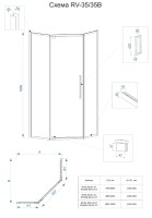 Душевой уголок Veconi Rovigo RV35B 90х90 RV35B-90-01-C7 профиль Черный матовый стекло прозрачное
