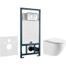 Унитаз с инсталляцией WellWant Aura WWU01121WK + WeltWasser WW Marberg 507 10000005949+10000005952 с сиденьем Микролифт с клавишей смыва Хром глянцевый